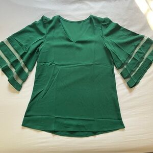 Multicolored Bell Sleeve Asymmetrical Blouse